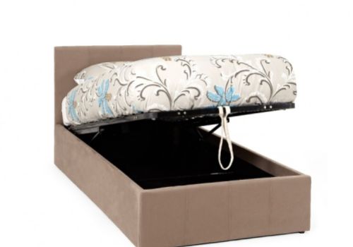 Serene Evelyn 3ft Single Latte Fabric Ottoman Bed