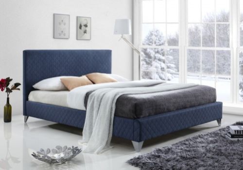 Time Living Brooklyn 5ft Kingsize Blue Fabric Bed Frame