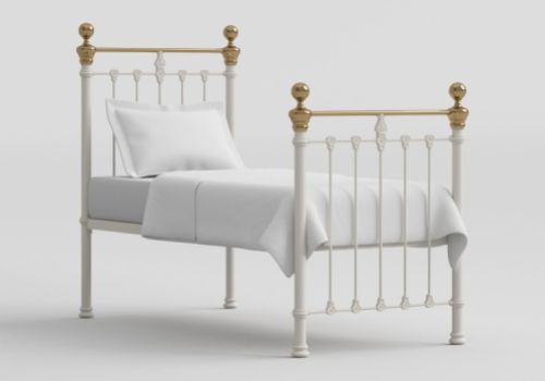 OBC Hamilton 3ft Single Glossy Ivory Metal Bed Frame