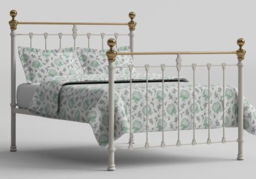 OBC Hamilton 4ft Small Double Glossy Ivory Metal Bed Frame