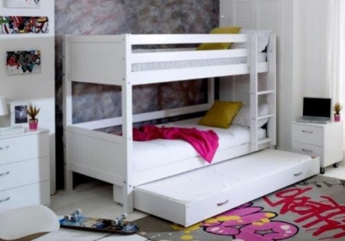 Thuka Nordic Bunk Bed 3 With Grooved White End Panels And Trundle Bed