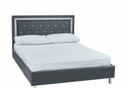 LPD Crystalle 5ft Kingsize Grey Faux Leather Bed Frame