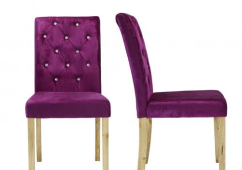 LPD Paris Pair Of Purple Velvet Fabric Dining Chairs