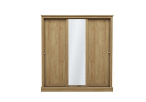 LPD Devon Oak Finish 3 Door Sliding Wardrobe With Mirror