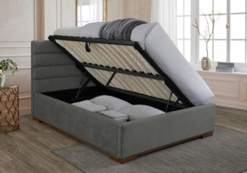 Time Living Mayfair 5ft Kingsize Light Grey Fabric Ottoman Bed Frame