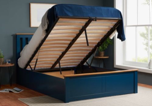 Birlea Phoenix 4ft Small Double Navy Blue Ottoman Lift Wooden Bed Frame