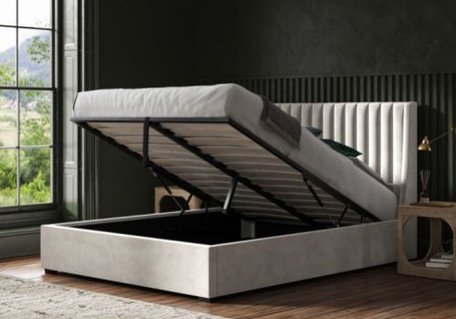 Emporia Bramcote 6ft Super Kingsize Light Grey Velvet Fabric Ottoman Bed