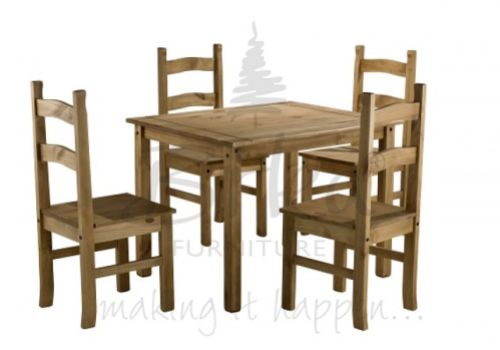 Birlea Corona Budget Pine Dining Table Set with 4 Chairs