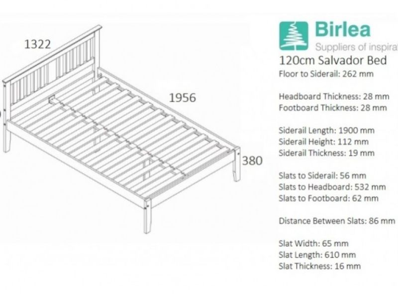 Birlea Salvador 4ft Small Double Pine Wooden Bed Frame