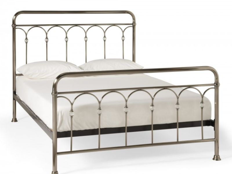 Serene Shilton 5ft King Size Antique Nickel Metal Bed Frame with Crystals