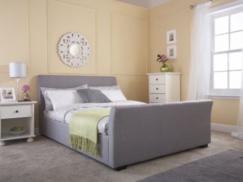 GFW Hannover 5ft Kingsize Grey Fabric Bed