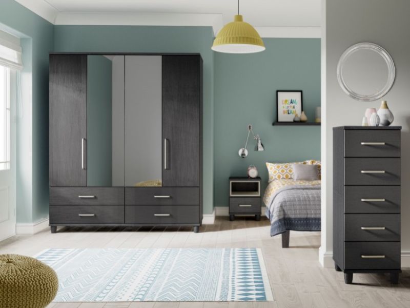 KT Deco Black And Graphite 3 Drawer Narrow Chest