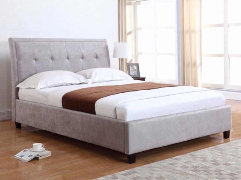 Flair Furnishings Charlotte 4ft6 Double Silver Fabric Ottoman Bed Frame