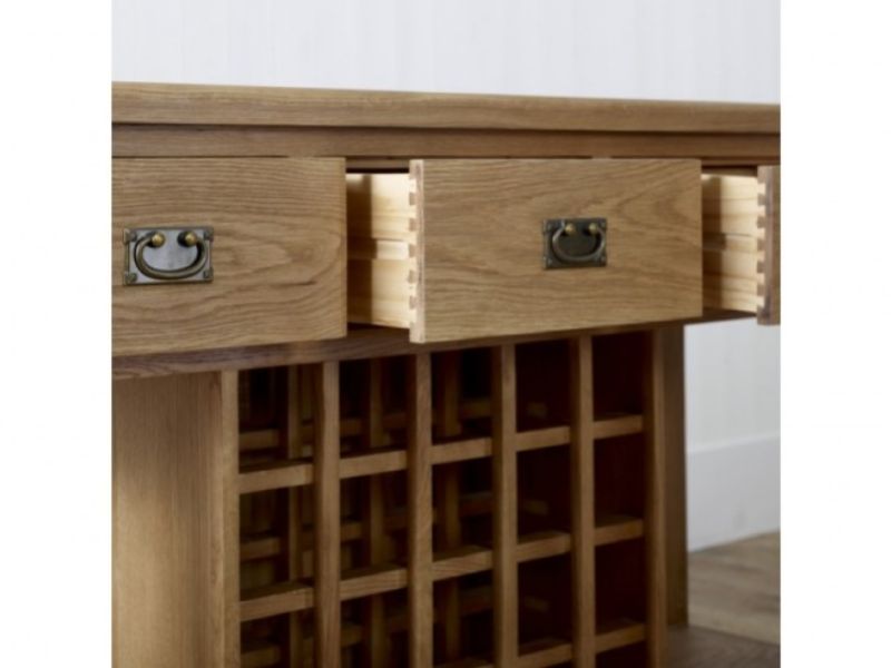 Birlea Malvern Oak 3 Drawer Sideboard With Wine Rack