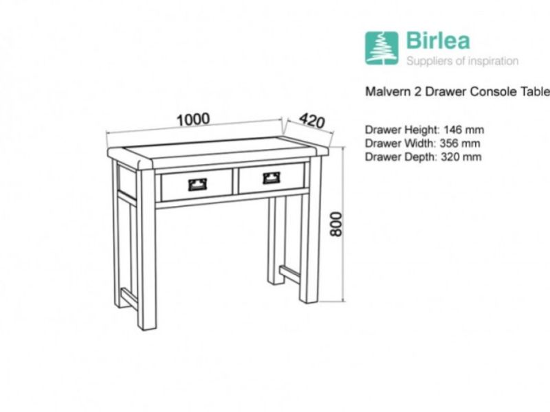 Birlea Malvern Oak 2 Drawer Console Table