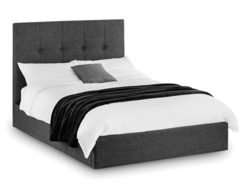 Julian Bowen Sorrento 4ft6 Double Grey Linen Fabric Ottoman Bed Frame