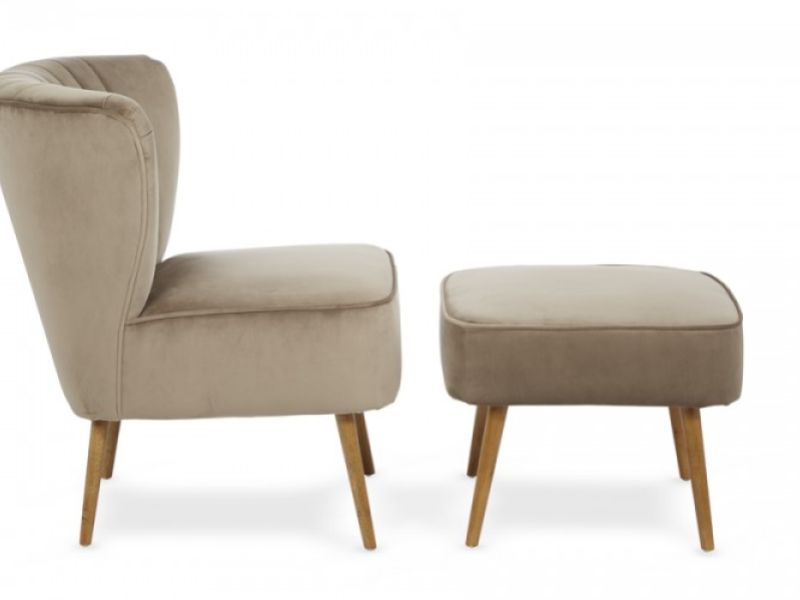 Serene Prestwick Mink Fabric Chair And Stool