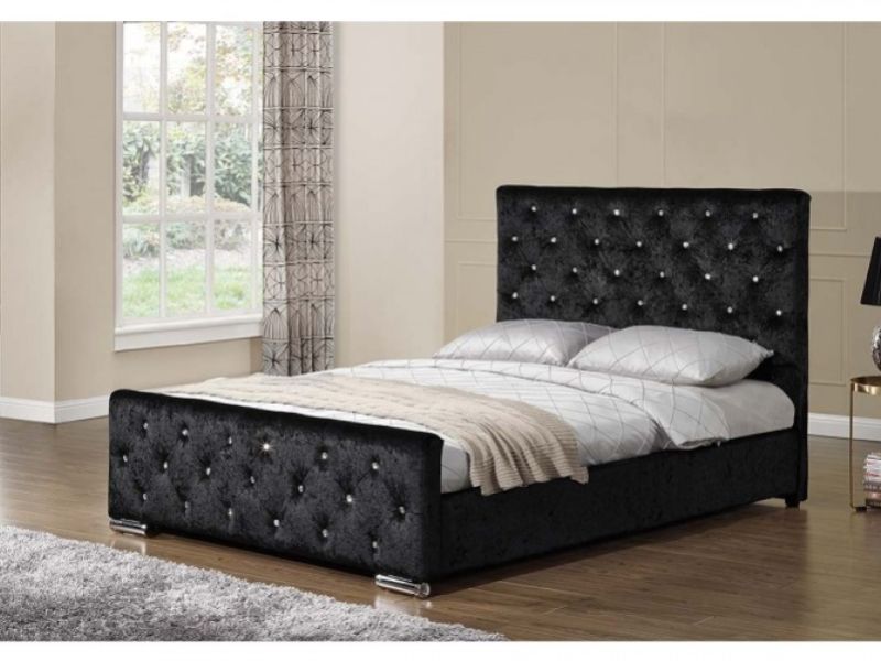 Sleep Design Beaumont 5ft Kingsize Crushed Black Velvet Bed Frame