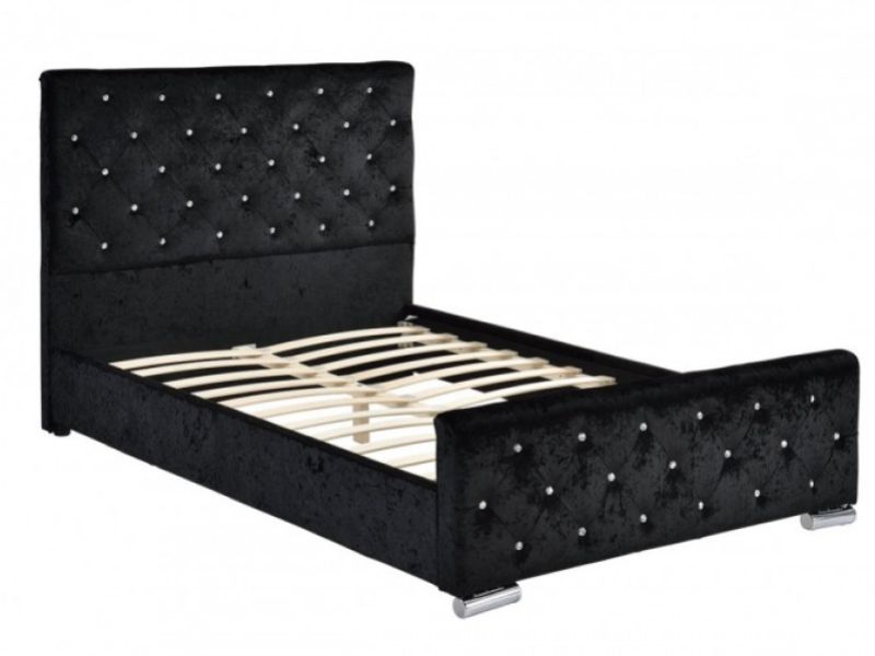 Sleep Design Beaumont 5ft Kingsize Crushed Black Velvet Bed Frame