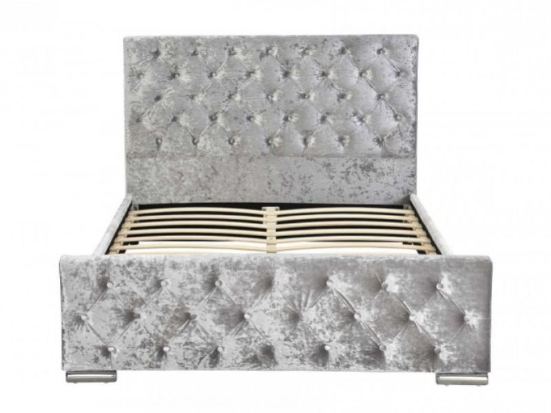 Sleep Design Buckingham 5ft Kingsize Crushed Silver Velvet Bed Frame