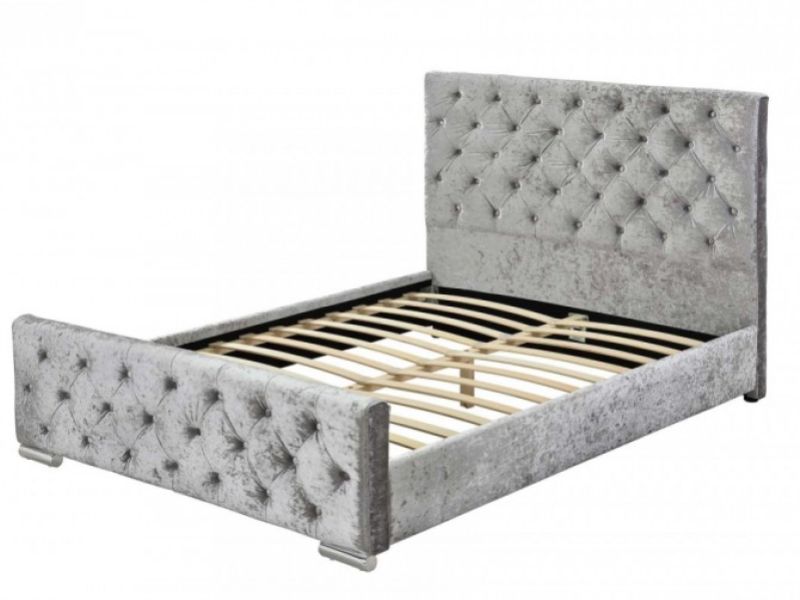 Sleep Design Buckingham 5ft Kingsize Crushed Silver Velvet Bed Frame