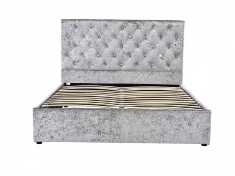 Sleep Design Chatsworth 5ft Kingsize Crushed Silver Velvet Ottoman Bed Frame