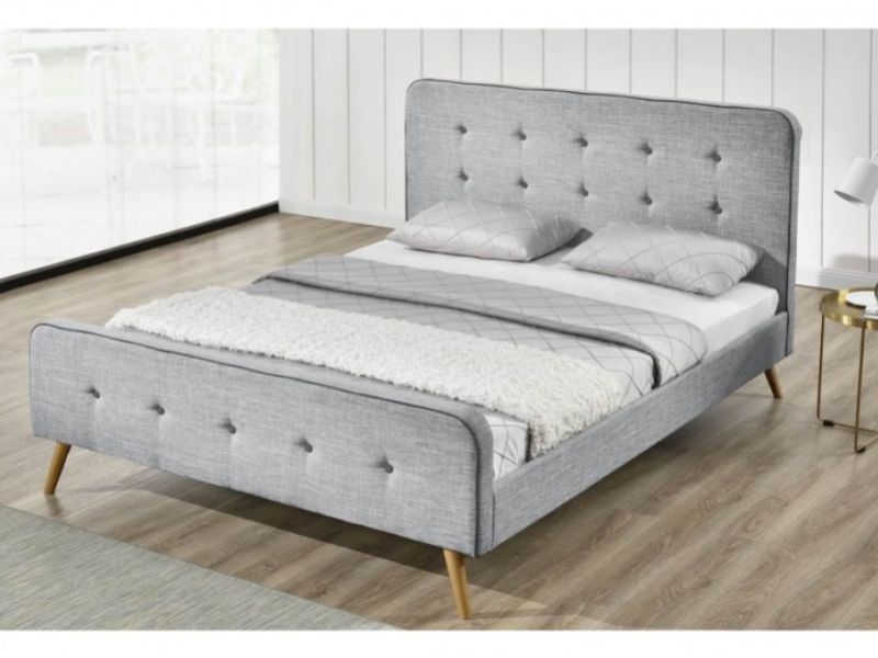 Sleep Design Winchester 5ft Kingsize Light Grey Fabric Bed Frame