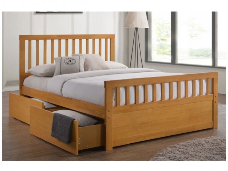 Sleep Design Delamere 5ft Kingsize Honey Oak Wooden Storage Bed Frame