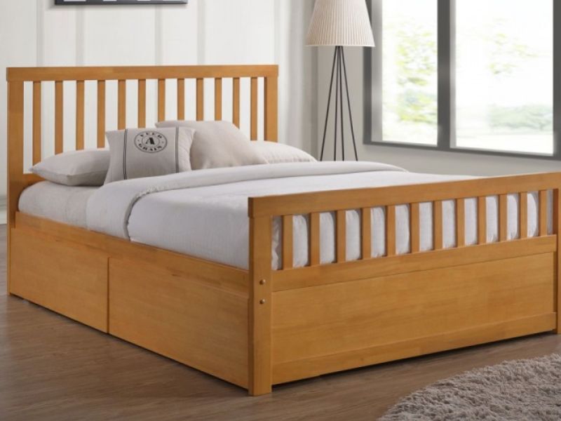 Sleep Design Delamere 5ft Kingsize Honey Oak Wooden Storage Bed Frame