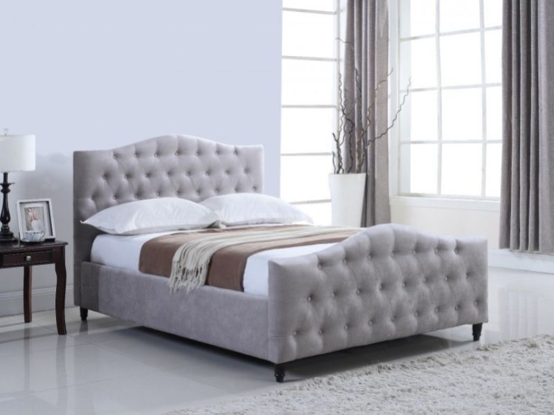 Flair Furnishings Laura 4ft6 Double Silver Fabric Ottoman Bed Frame
