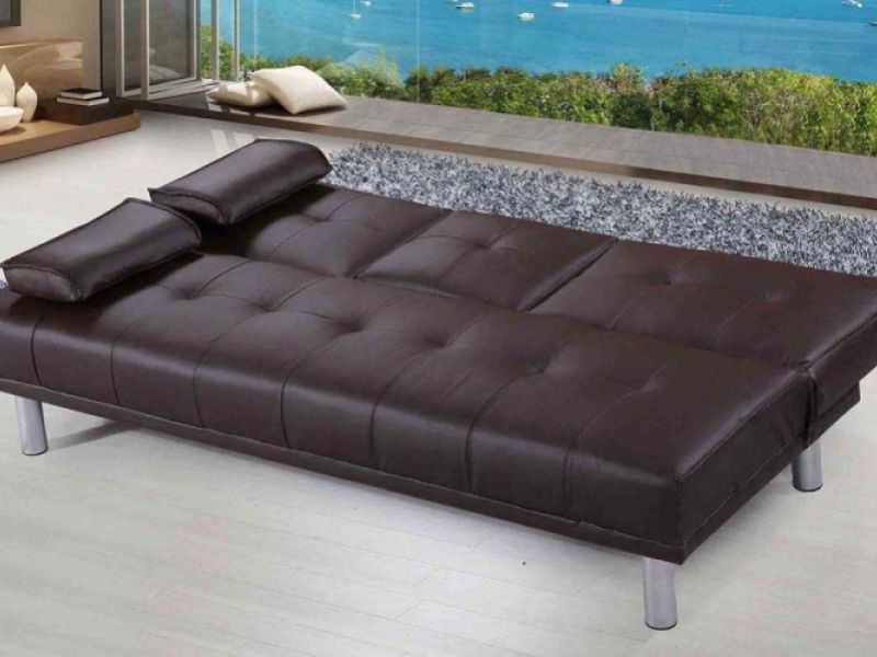 Sleep Design Manhattan Brown Faux Leather Sofa Bed