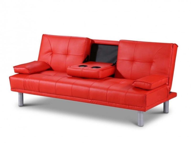 Sleep Design Manhattan Red Faux Leather Sofa Bed