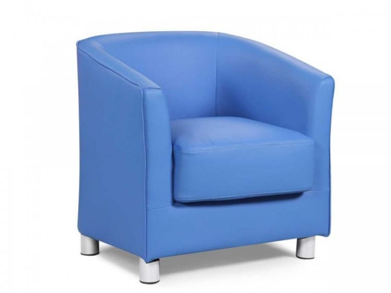 Sleep Design Vegas Blue Faux Leather Tub Chair