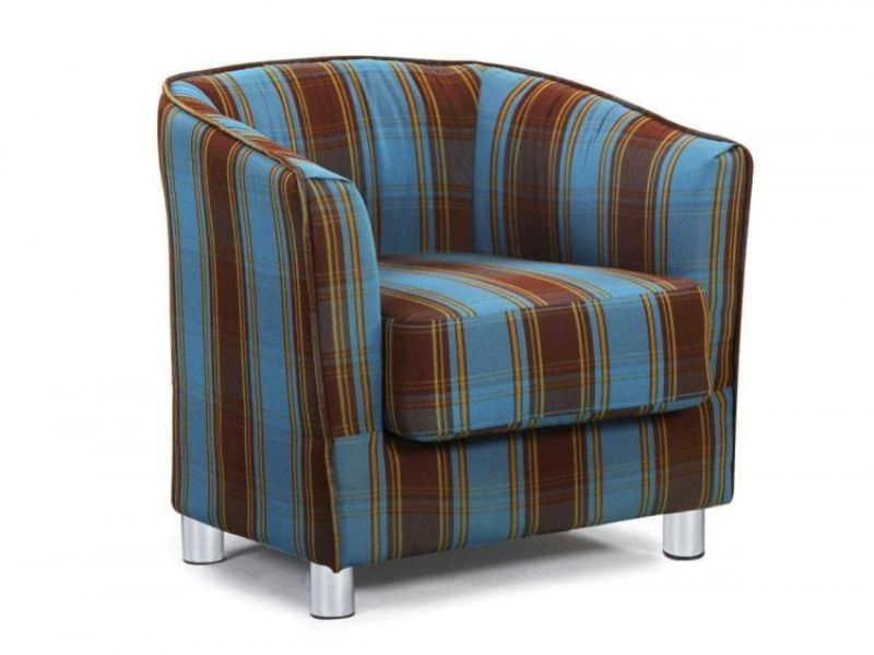 Sleep Design Vegas Blue And Brown Fabric Tub Chair