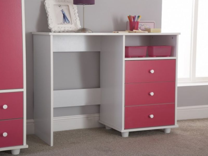 GFW Miami Pink 3 Drawer Study Desk / Dressing Table