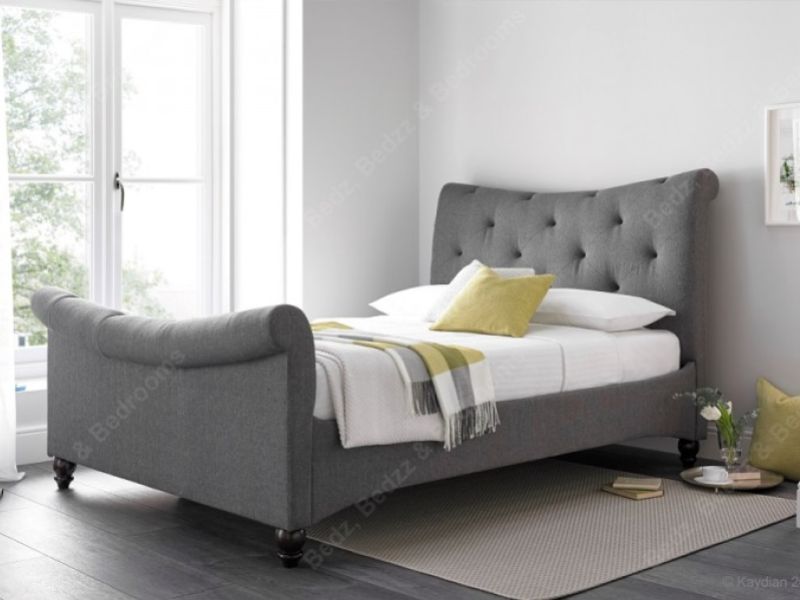 Kaydian Tyne 4ft6 Double Elephant Grey Fabric Bed