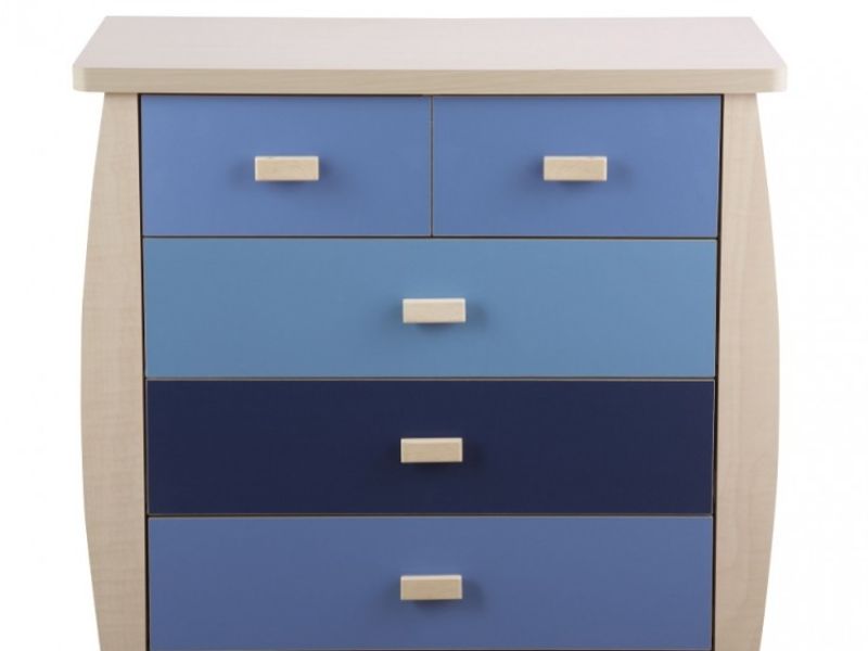 GFW Sydney 3+2 Chest of Drawers with Blue Detailing