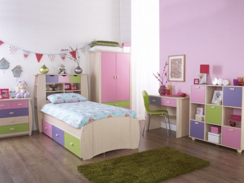 GFW Sydney 3ft Storage Bed Frame Pink and Lilac