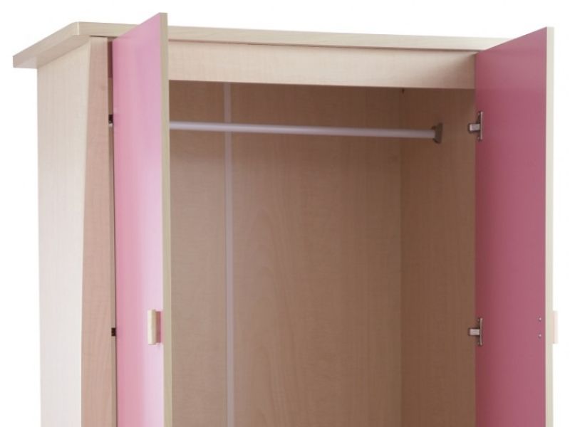 GFW Sydney Wardrobe with 2 Doors and 3 Drawers Pink and Lilac
