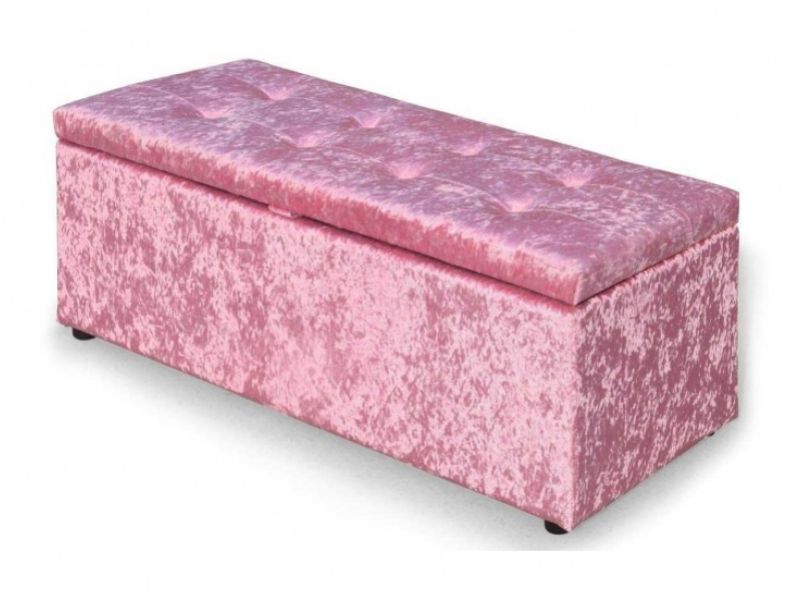 Sleep Design Crushed Pink Velvet Ottoman Blanket Box