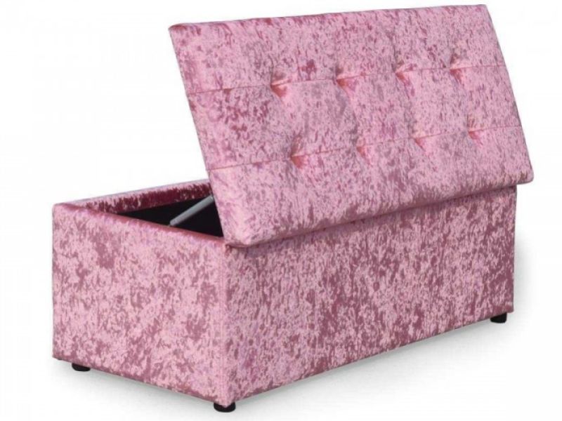 Sleep Design Crushed Pink Velvet Ottoman Blanket Box