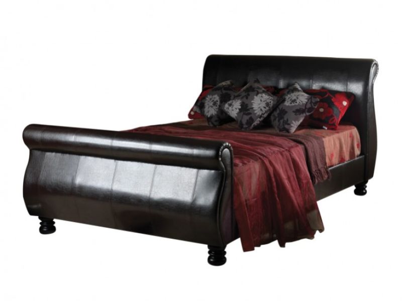 Sweet Dreams Mandarin 4ft6 Double Brown Faux Leather Bed Frame