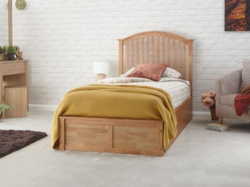 GFW Madrid 3ft Single Natural Oak Finish Ottoman Bed