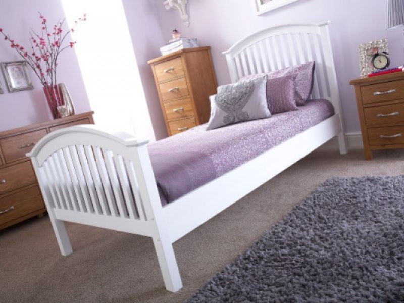 GFW Madrid 3ft Single White Wooden Bed Frame