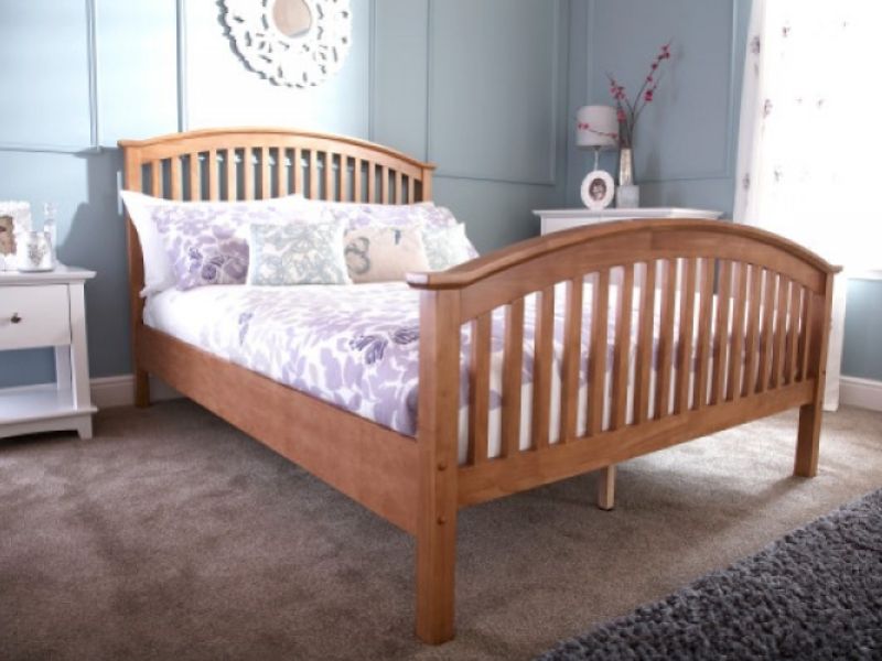 GFW Madrid 4ft Small Double Natural Oak Finish Wooden Bed Frame