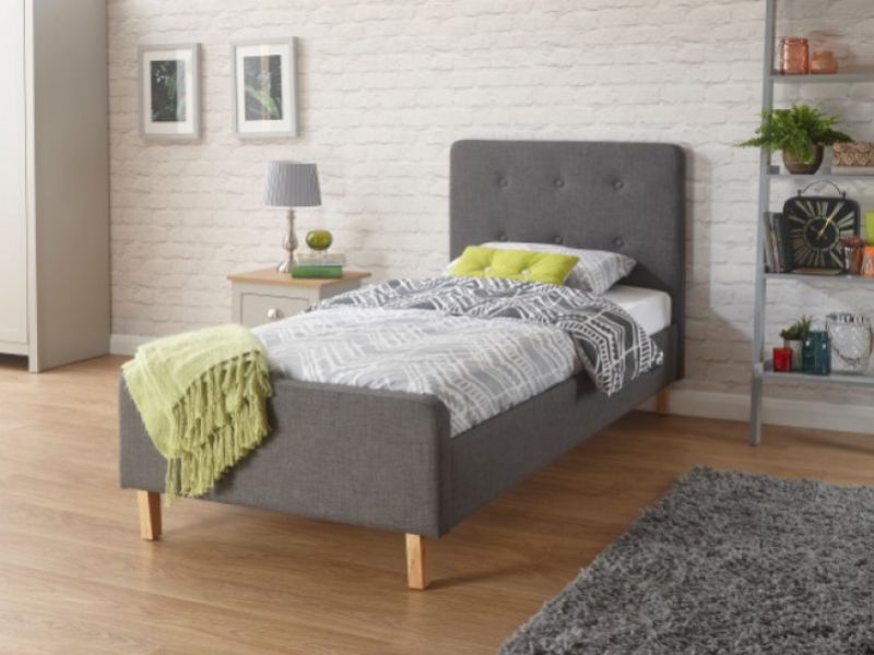 GFW Ashbourne 3ft Single Dark Grey Fabric Bed Frame