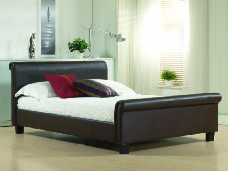 Time Living Aurora 3ft Single Brown Faux Leather Bed Frame