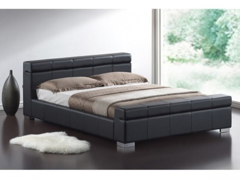 Time Living Durham 4ft6 Double Black Faux Leather Bed Frame