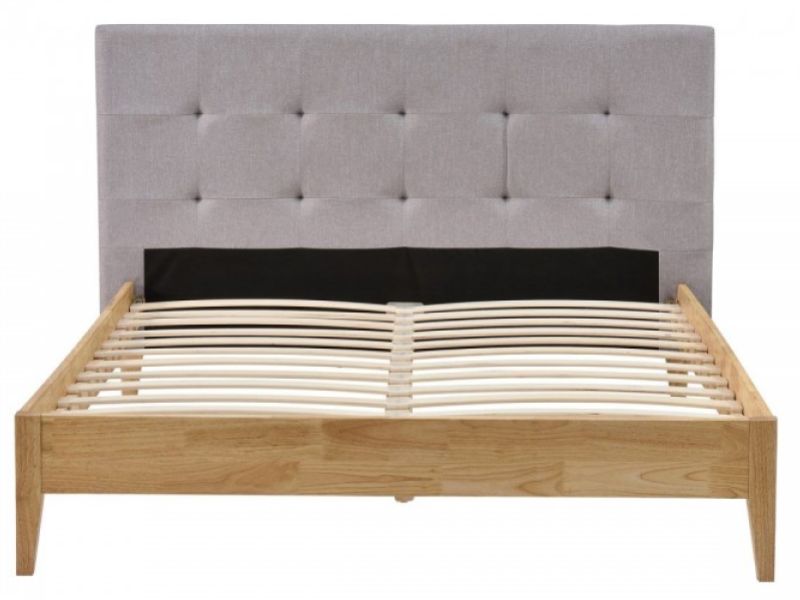 Sleep Design Disley 4ft6 Double Grey Fabric And Oak Bed Frame