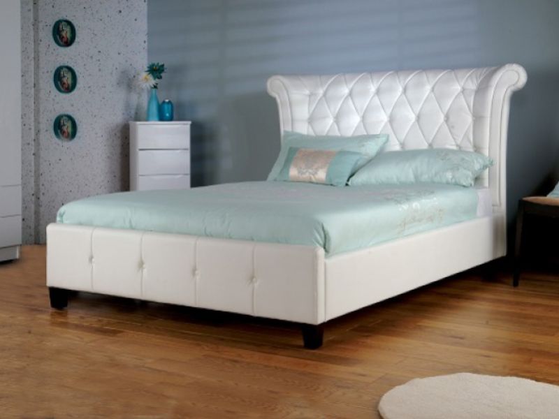 Limelight Epsilon 4ft6 Double White Faux Leather Bed Frame